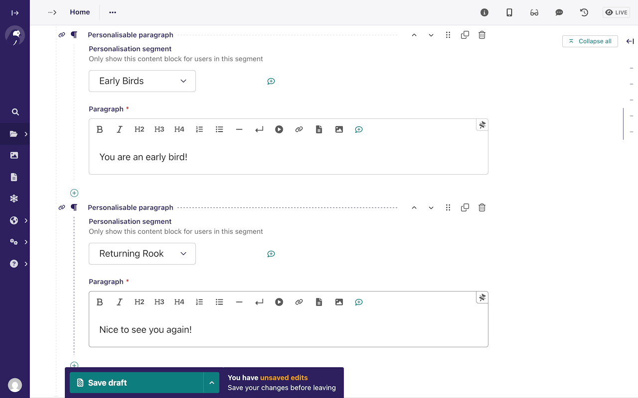 You can even create multiple variations of the same block