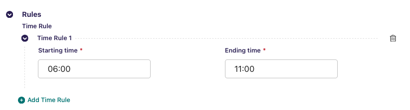 The form that allows you to set the rules for a segment