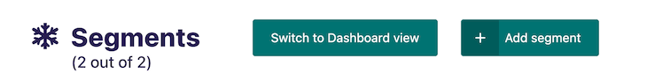 The segment dashboard header containing the Add segment button